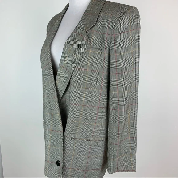Vintage Jones Wear Plaid Double Breasted Blazer Sz 8 - Picture 8 of 14